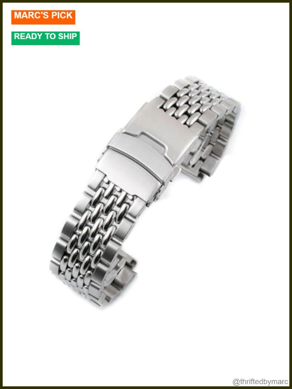 Stainless Steel Watch Band Replacement Fits Q Timex 18mm Quick Release Beads of